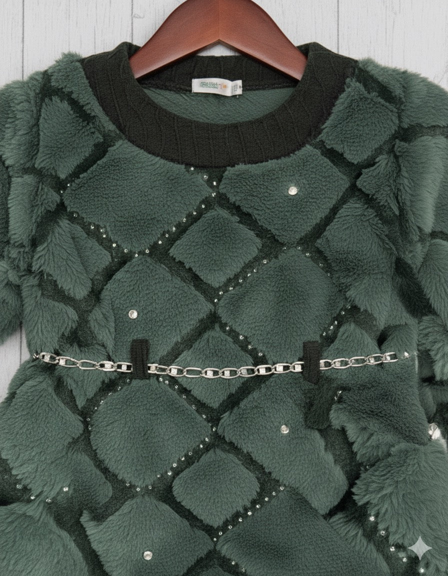 Green Fur Co-ord Set