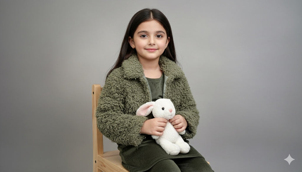 Olive Fur Jacket Co-ord Set