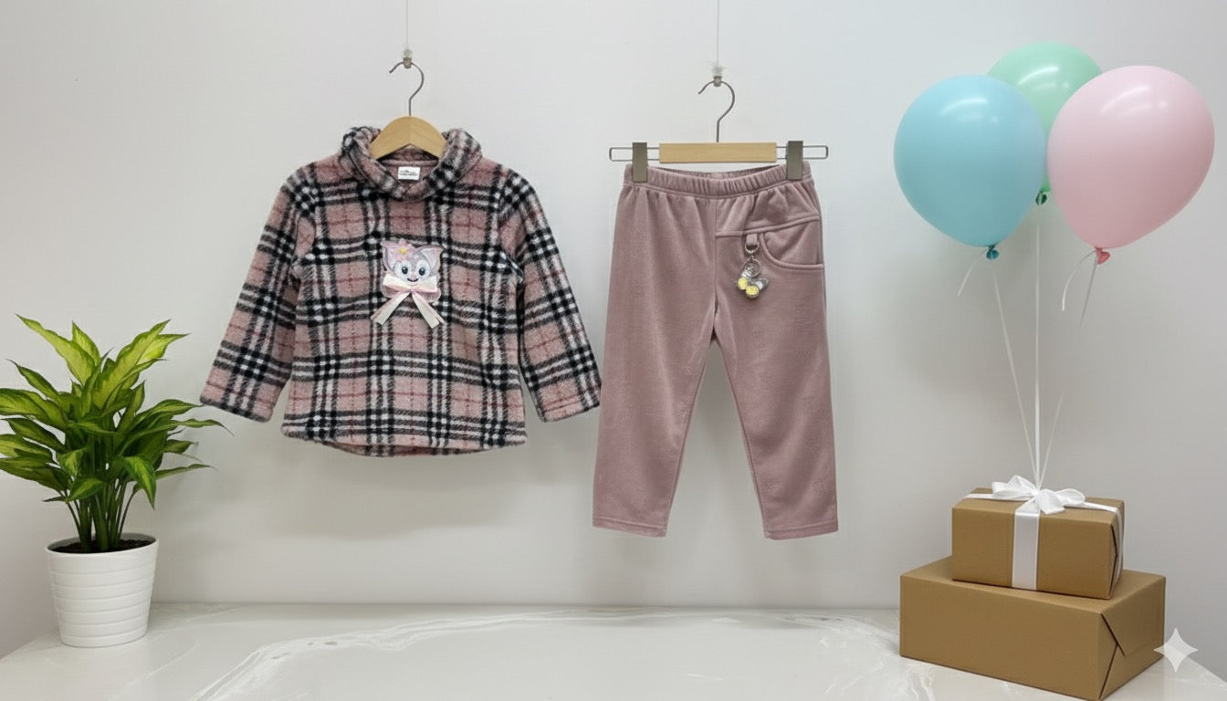 Black and Pink Velvet Co-ord Set