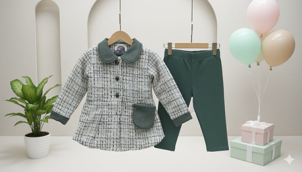 Zade Green Winter Party wear Set