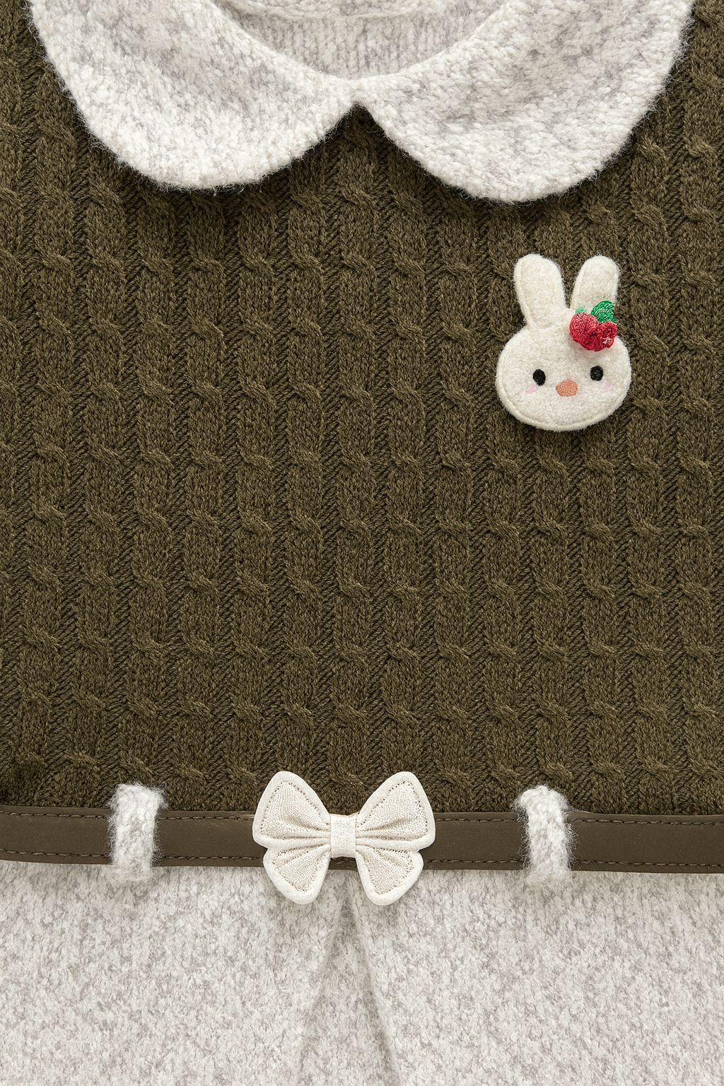Sweater Vest Dress with Bow & Snowflake Patch